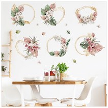북유럽 홈데코 포인트 스티커 해바라기 나비난초 벽지 스티커 장식 거실 방수pvc 꽃 자연풍경 찬장 데코스티커 인테리어 소품 6종