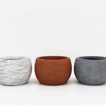 포레스트인 FRP 가벼운 내추럴 스트라이프 대형 화분 둥근단지형 물받이 이동식받침 거실 화분, 그레이