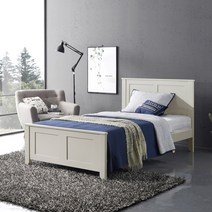 필우드가구 로제 원목 슈퍼싱글침대, 크림화이트