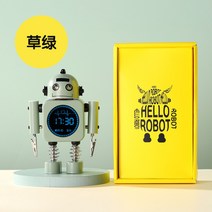 헬로 로봇 알람 탁상시계 학생용 스마트 전광판 침실시계, 그린-선물세트