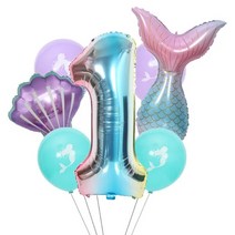 이벤트풍선 파티풍선 레터링풍선 인어 파티 풍선 32 인치 1 2 3 호일 번호 소녀 생일 장식 베이비 샤워 헬륨 글로브, 2.Number 1 - As picture