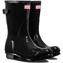 [헌터] 레인 부츠 장화 뒤 조정 가능 여성 ORIGINAL BACK ADJUSTABLE SHORT GLOSS WFS1013RGL BLACK US8(25.0cm) []