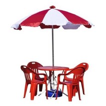 야외 캠핑 낚시 4인용 파라솔세트B(소-흰빨-받침별매), 쿠쿠 원형_파랑_빨강