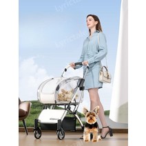 리릭테일 강아지유모차 원터치 소형견 퍼피웨건, 핑크