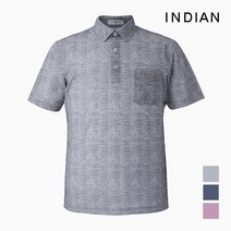 [INDIAN] 멜란지 프린팅 반팔 카라 티셔츠_MITASVM3101
