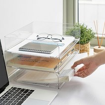 OFFISYS 데스크 A4 문서 서류정리 멀티 가로형 트레이 1개, 화이트