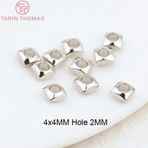 3377 24K 골드 컬러 황동 스퀘어 스페이서 비즈 쥬얼리 만들기 용품 팔찌 결과 액세서리 20 개, [03] 3378-Platinum Color