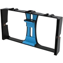 스마트폰 비디오 장비 충격 방지 휴대용 비디오 카메라 케이지 핸드헬드 휴대폰 스테빌라이저 14인치 나사 지원 마이크 및 LED 비디오 조명 브이로그 라이브 스트리밍용(빨간색), 파란색