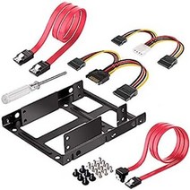 Qook 2x 2.5 Inch SSD to 3.5 Inch Internal Hard Disk Drive Mounting Kit Bracket(SATA Data Cables and, 1, 1 set