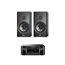 마란츠 M-CR612 + 폴크오디오 Reserve R200 분리형 하이파이 오디오 세트, 블랙, 블랙