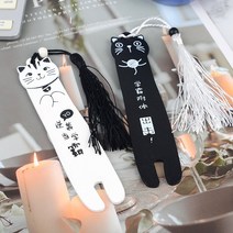 socean 술 달린 우드 북마크-야용이 나무 책갈피 원목 북클립 홀더 우드 마커 표시 책클립 애니멀 진도 확인 마크, 블랙