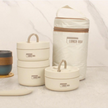 리얼리즘맨 직장인 스텐 도시락통 4종 + 가방 세트, 3pcs 1460ml, 3pcs 1460ml