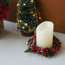 트리빌리지 크리스마스 스노우 레드열매 리스 겸 캔들링 데코소품, 진한레드열매