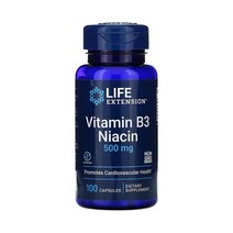 라이프 익스텐션 비타민 B3 나이아신 500mg 100캡슐 식물성 니아신, 상세설명참조