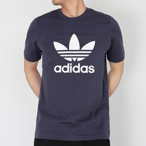 아디다스 화이트 불꽃로고 반팔티 트레포일 네이비