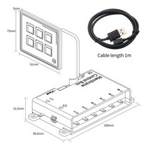 백라이트 모듈이 있는 자동차 범용 6P 멤브레인 제어 스위치 패널 LED 터치 전자 액세서리 USB 케이블 내장 PPTC