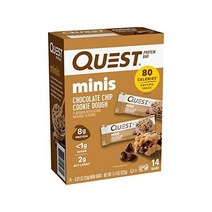 Quest Nutrition 미니 초콜릿 칩 쿠키 도우 프로틴 바 고단백 저탄수화물 케토 친화성 14개, 14 카운트(1팩)