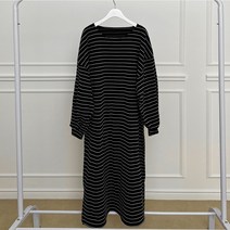 퍼니걸스 5642 데일리 루즈핏 단가라 기모 롱 원피스 여성의류