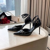 가보시힐 킬힐 하이힐 구두 샌들 힐드 입 컴포트 슈즈 여성용 대형 사이즈 블랙 레이스 업 걸스 클리어 스틸레토 하이