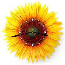 해바라기 원형 큐빅 아크릴 무소음 벽시계 / 금전운 재물복 집들이 사무실 개업 센스있는 선물 고급 인테리어, 6. 검정 큰 바늘