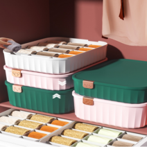 칸막이 뚜껑 속옷정리함 양말정리함 브래지어 플라스틱 서랍정리 수납박스 보관함, 10칸-다크그린, 1개