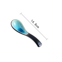 일본 블루 세라믹 음식 접시 두꺼운 입술 저녁 식사 샐러드 그릇 사각형 물고기 식탁 세트 도매, spoon