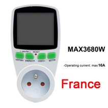 자전거 파워미터 대한민국 EU 디지털 LCD 에너지 와트 미터 전력계 전기 Kwh 전력 모니터 측정 콘센트 분석기, French Plug
