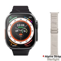 장시간 스마트워치 2023 2022 vwar zd8 울트라 시리즈 8 49mm 1:1 티타늄 합금 바디 블루투스 통화 nfc ecg ip68 방수 z8 울트라 남자, 블랙 알파인 s