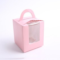 머핀상자 포장 컵케이크 쿠키 투명창 상자 (10장), 1구-핑크(10장), 10개