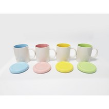 핸드팩토리 주문 제작 포토 이니셜 뚜껑 머그컵, 파스텔블루 뚜껑, 1개