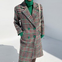 대박난박양 비비드 글렌체크 롱코트