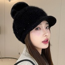 피플린 여성 털모자 니트 겨울 방한 방울 모자 캡모자