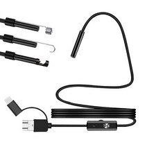 방수 내시경 3 in 1 c타입 마이크로 USB 6 LED 검사 카메라 유연한 와이어 자동 산업용, 01 Black_02 10m
