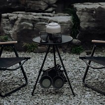 아리니나 캠핑 초 경량 원형 테이블오 높이조절 캠핑 보조 경량 사이드 폴딩 테이블 탁자 가방포함, 블랙+오거나이저