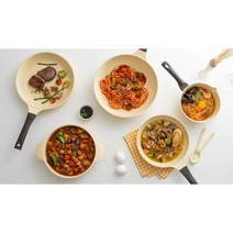 쿡핏 매직 백금 쿡웨어 버터옐로우 냄비 프라이팬 세트, 2종 세트, 24프라이팬 + 30궁중팬