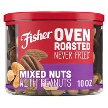 Fisher Nuts Oven Roasted Never Fried Mixed Nuts with Peanuts 오븐 로스티드 네버 프라이 믹스드 넛츠 위드 피넛 10oz(283g), 1개