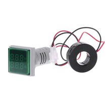 사각형 듀얼 디스플레이 볼트 미터 및 전류계 LED 디지털 전압 게이지 AC 60-500V 0-100A 현재 미터 내구성 전압 패널, 녹색