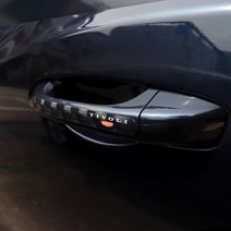 JSTAR 티볼리 도어 손잡이 도어외캐치 문콕 기스방지 랩핑 필름 데칼 스티커 포인트 로고 엠블럼 디자인 커버 차량 용품, 티볼리-블랙