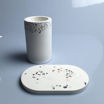 테라조 규조토 비누받침 + 칫솔꽂이 2in1 세트 상품, 2종세트