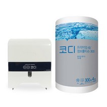 코디 프리미엄 점보롤티슈 300M 2겹 4롤 1팩 + 점보롤 윈도우 디스펜서 1개 세트