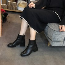 블랙단화 9097 장 소둔함 원저우시 슈즈 사각코 뒷지퍼 겨울 가을 타입 가죽부츠 직 2892348082