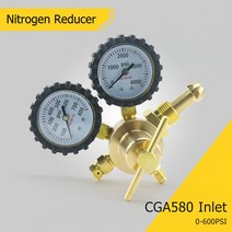 황동 질소 조절기 가스 압력 감소 밸브 연결 게이지 1/4 인치 0-600PSI CGA580, 01 질소 레귤레이터