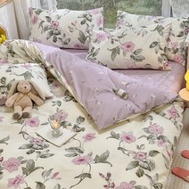 목화솜요 따뜻한 겨울 이불 토퍼 간절기 블루 플로랄 고급 침구 세트 100% 코튼 133x72 원단 피부 친화, 18 UK-King-225x220 3pcs, 10 010