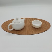 대나무 타원 다기 받침 매트 중 인테리어 소품 받침