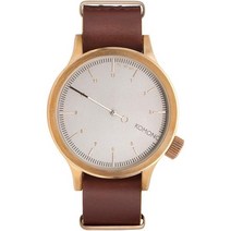 코모노 매그너스 남성용 베이직 손목 시계 가죽 스트랩 브라운 46mm