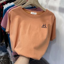 자수반팔티셔츠 유럽 상품 이니셜 기모 t셔츠 여성 봄옷 이너 상의 2257702796