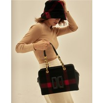 닥스 HOUSE CHECK SWEATER 레드 체크 모직 라지 체인숄더백DCBA2F664R2