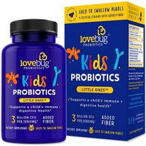 여성질유산균 다이어트 변비유산균 프로바이오틱스프리바이오틱스 LoveBug Probiotics Little Ones Kids 60 진주 30억 CFU w프리바이오틱 섬유 알레르겐, 60 카운트
