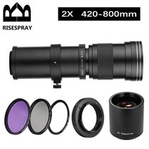 RISESPRAY 슈퍼 망원 렌즈 수동 초점 줌 캐논 니콘 NEX DSLR 카메라 사진 촬영에 적합 2X 420-800mm F/8.3, 02 BLACK_08 Canon EF-M