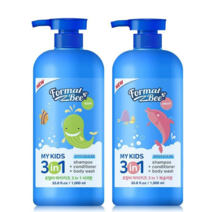 포멀비 키즈 샴푸 컨디셔너 바디워시 3in1 올인원 복숭아향 1L + 사과향 1L 세트, 2000ml, 1세트
